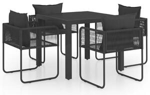 Set mobilier masă de grădină, 5 piese, negru, ratan PVC