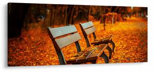 Tablou cu banca toamna (120x50 cm)