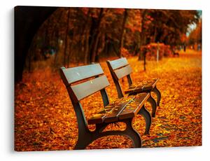 Tablou cu banca toamna (70x50 cm)
