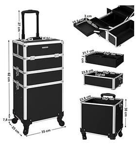 Carucior pentru machiaj profesional, Songmics, JHZ01B, Negru, 68.5 x 35 x 25 cm