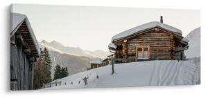 Tablou - cabana montană în zăpadă (120x50 cm)