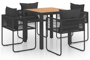 Set mobilier masă de grădină, 5 piese, negru și maro, ratan PVC