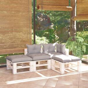 Set mobilier de grădină din paleți, cu perne, 4 piese, lemn pin