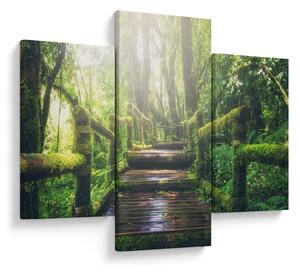 Tablou - trepte din lemn în pădure (90x60 cm)