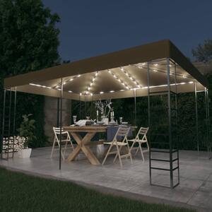 Pavilion cu șiruri de lumini LED, gri taupe, 3x4m