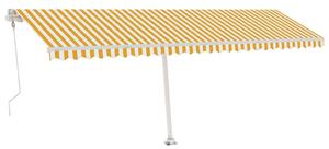 Copertină automată cu senzor vânt & LED, galben/alb, 600x300 cm