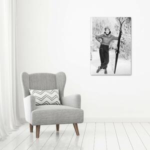 Imagine de sticlă Femeie cu schiuri