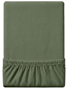 Cearsaf jersey EXCLUSIVE verde inchis 90x200 cm, 100% bumbac