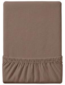 Cearsaf Jersey EXCLUSIVE cu elastic maro inchis 200 x 220 cm