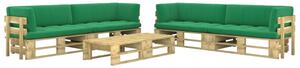 Set mobilier din paleți cu perne, 6 buc., lemn pin verde tratat