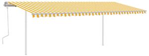 Copertină retractabilă manual cu LED, galben&alb, 6x3 m
