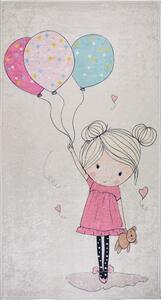 Covor pentru copii roz-fildeș lavabil 80x120 cm Girl & Baloons – Vitaus