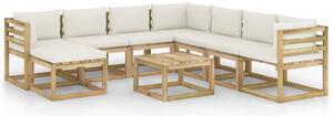 Set mobilier grădină cu perne 9 piese lemn pin impregnat
