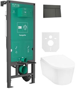 Set buton de spălare Hansgrohe Element E 66003340, vas WC Hansgrohe EluPura S 60193450, 01022180, 60148450