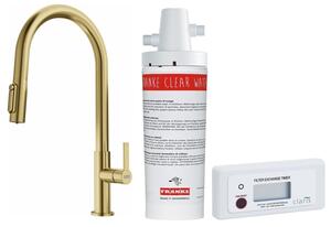 Set baterie bucătărie Franke Maris Slim Clear Water J Pull-Out 120.0736.601, filtru sub chiuvetă Franke Clear Water 133.0284.025