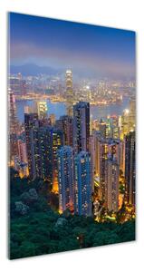 Tablou pe sticlă acrilică Hong Kong pe timp de noapte