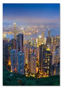 Tablou pe pe sticlă Hong Kong pe timp de noapte