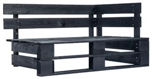Set mobilier paleți cu perne, 6 piese, negru, lemn pin tratat