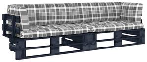 Canapea din paleți 2 locuri cu perne negru lemn de pin tratat