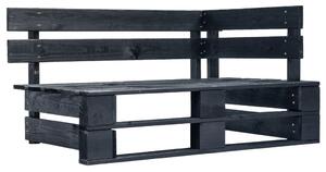 Set mobilier paleți cu perne, 6 piese, negru, lemn pin tratat