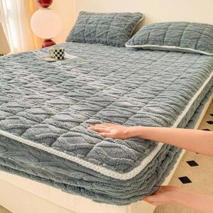 Husă de pat, Topper, 2 persoane, cocolino, 3 piese, cu elastic, 160x200cm, gri , HPC606