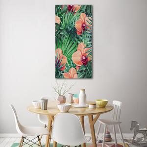 Tablou sticlă Orhidee și palmieri
