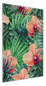 Tablou sticlă Orhidee și palmieri