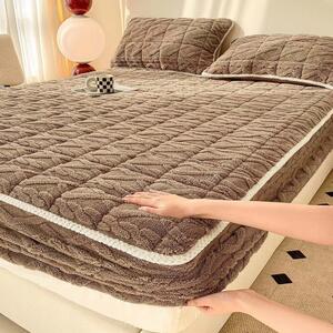 Husă de pat, Topper, 2 persoane, cocolino, 3 piese, cu elastic, 160x200cm, maro , HPC604