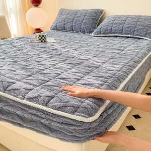 Husă de pat, Topper, 2 persoane, cocolino, 3 piese, cu elastic, 160x200cm, gri deschis, HPC605