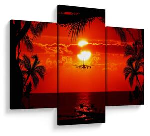 Tablou - apus de soare cu avion (90x60 cm)