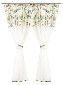 Perdea Velaria in ivoire si model vegetal, 270x145 cm