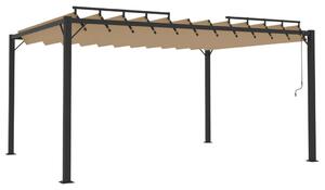 Pavilion cu acoperiș jaluzea gri taupe 3x4 m țesătură&aluminiu