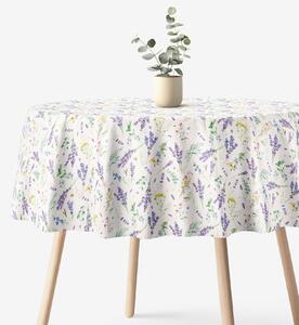 Goldea față de masă decorativă valencia - grădina de lavandă - rotundă Ø 140 cm