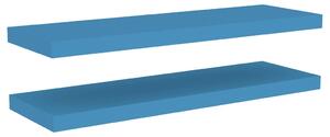 Rafturi perete suspendate, 2 buc., albastru, 80x23,5x3,8 cm MDF