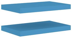 Rafturi de perete suspendate, 2 buc.,albastru,50x23x3,8 cm, MDF
