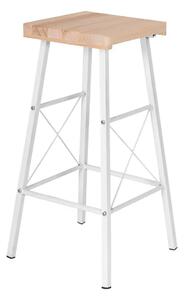 Scaune Homs Bar 30x30x70 cm, lemn-metal, alb-maro