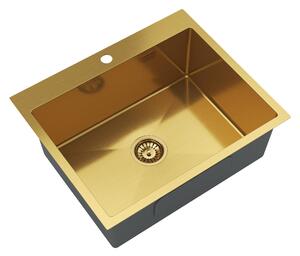Gamma Gamma, chiuvetă din oțel cu 1 compartiment 600x500x210 mm, auriu mat, GMA-S6050-GD
