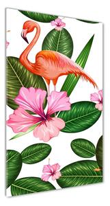 Tablou acrilic Flamingos și flori