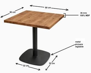 Masa din MDF, patrata texturata, Homs, nuc-negru, 80x80x75 cm, A0110