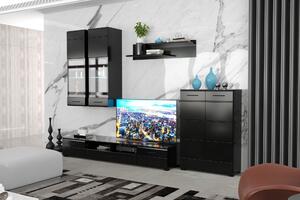 Mobilier living ARCTIC, negru, PAL, 285x40x190 cm