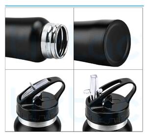 Sticla termos metalica Pufo Simple pentru bauturi, izoterm, 600 ml, negru