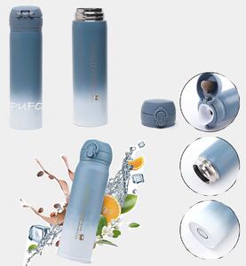 Sticla termos metalica Pufo Vitality pentru bauturi, izoterm, 500 ml, albastru/alb