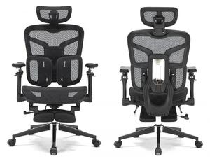 Scaun ergonomic premium DeluxStar T9 – cotiere 6D ultra moi, suport lombar adaptiv, spătar reglabil pe inaltime, tetiera 4D, mecanism multifunctional inclinare/blocare, pivotant, Mesh, Negru