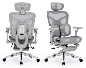 Scaun ergonomic premium DeluxStar T9 – cotiere 6D ultra moi, suport lombar adaptiv, spătar reglabil pe inaltime, tetiera 4D, mecanism multifunctional inclinare/blocare, pivotant, Mesh, Gri