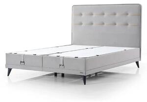 Pat FLEXFIT 120x200, stofa catifelata gri - Noway E1055, cu somiera si