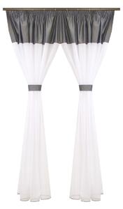 Perdea Velaria in hard alb si tafta gri, 160x180 cm