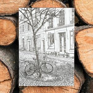 DUBLEZ | Decorațiune gravată - Bicicletă sub copac