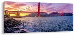 Tablou cu pod și apus de soare (120x50 cm)