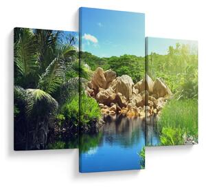 Tablou cu lac în jungla din Seychelles (90x60 cm)
