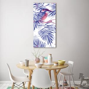 Tablou Printat Pe Sticlă frunze de palmier și păsări